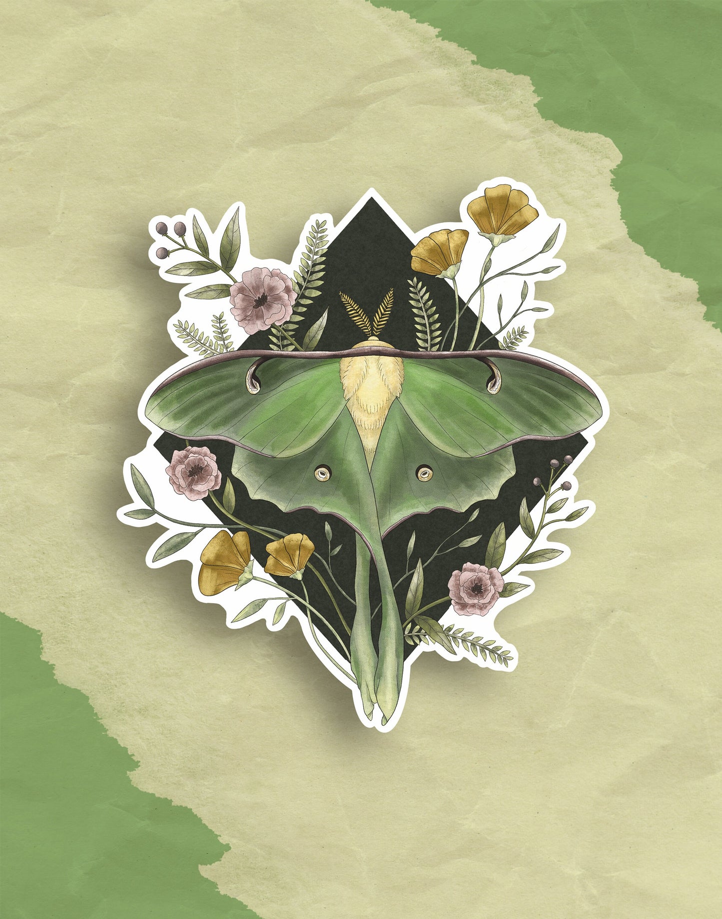 Luna Moth Vinyl Sticker