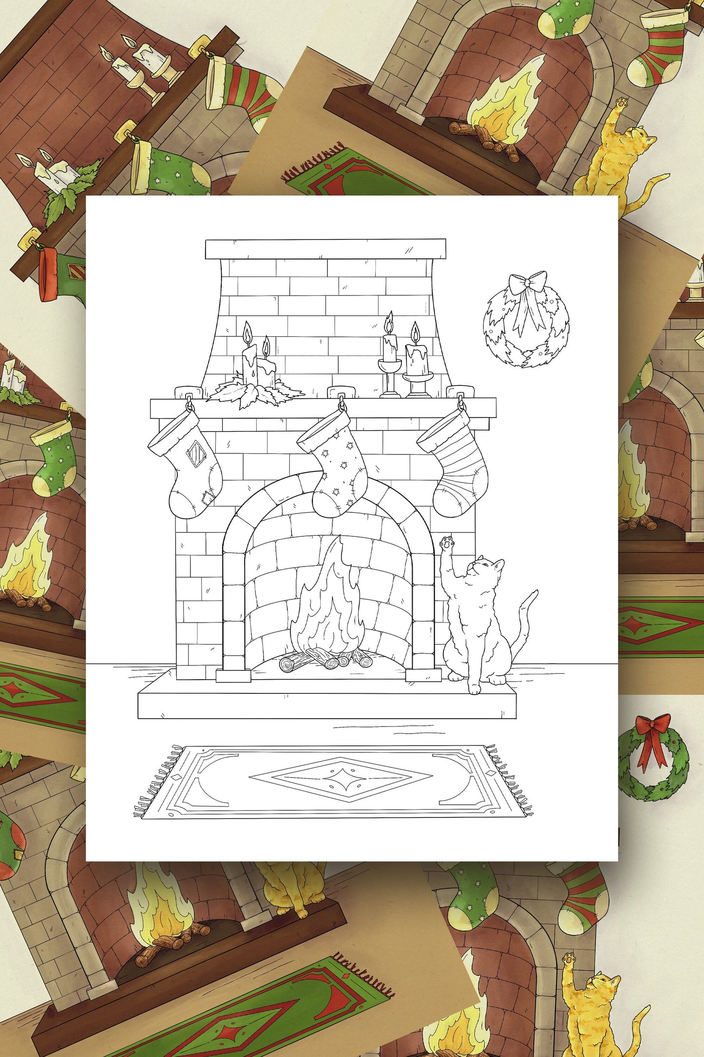 Christmas Cats Coloring Pages - Digital Download