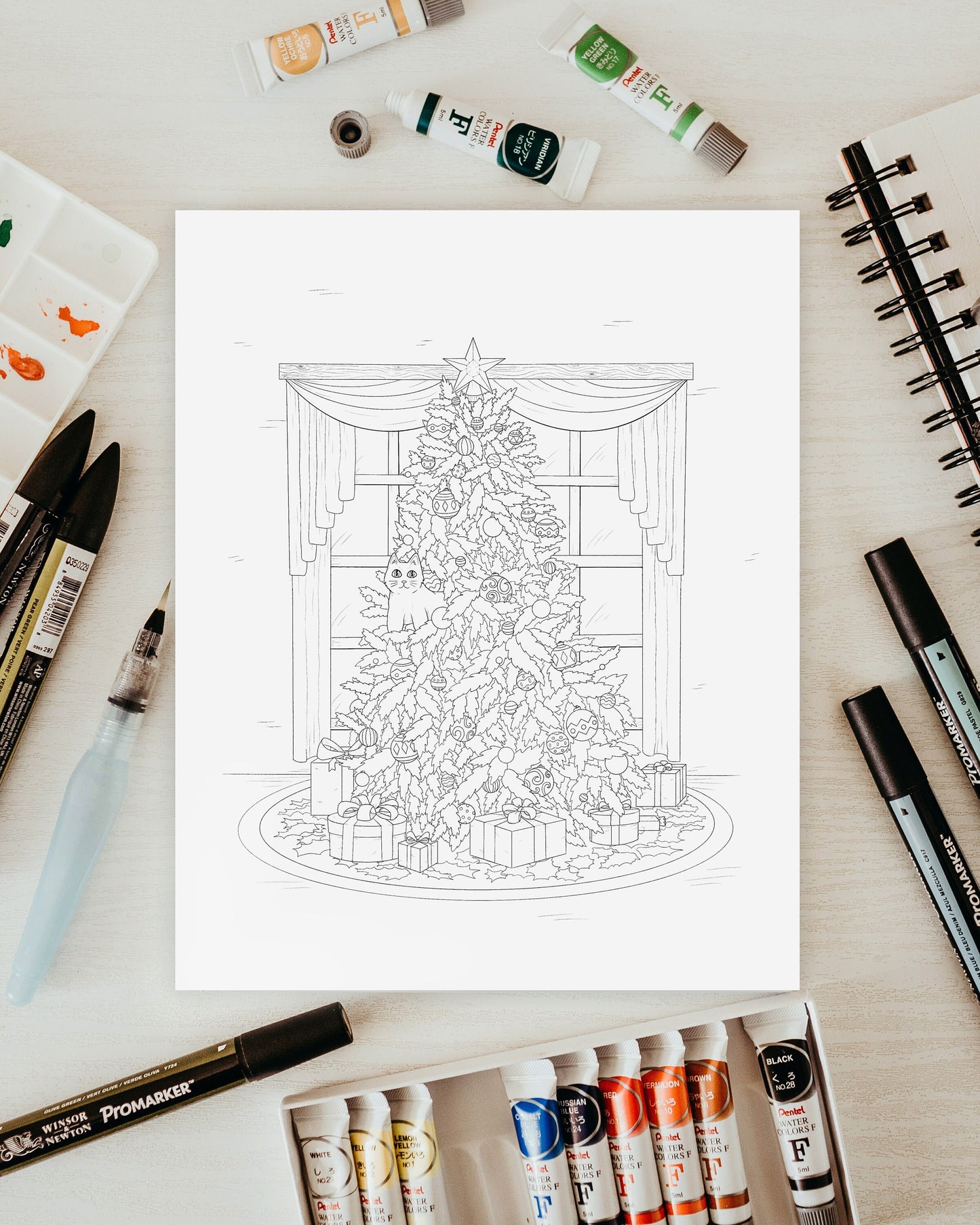 Christmas Cats Coloring Pages - Digital Download