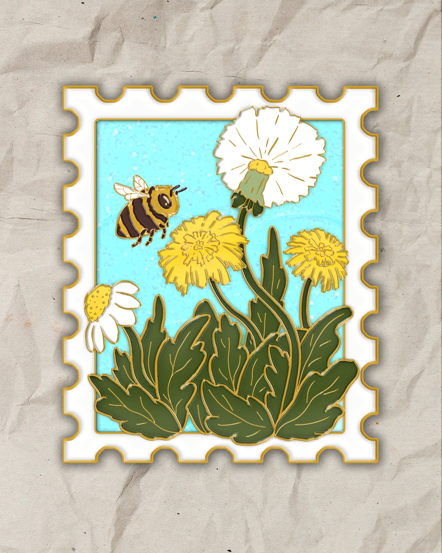 Bumblebee and Dandelions Enamel Pin