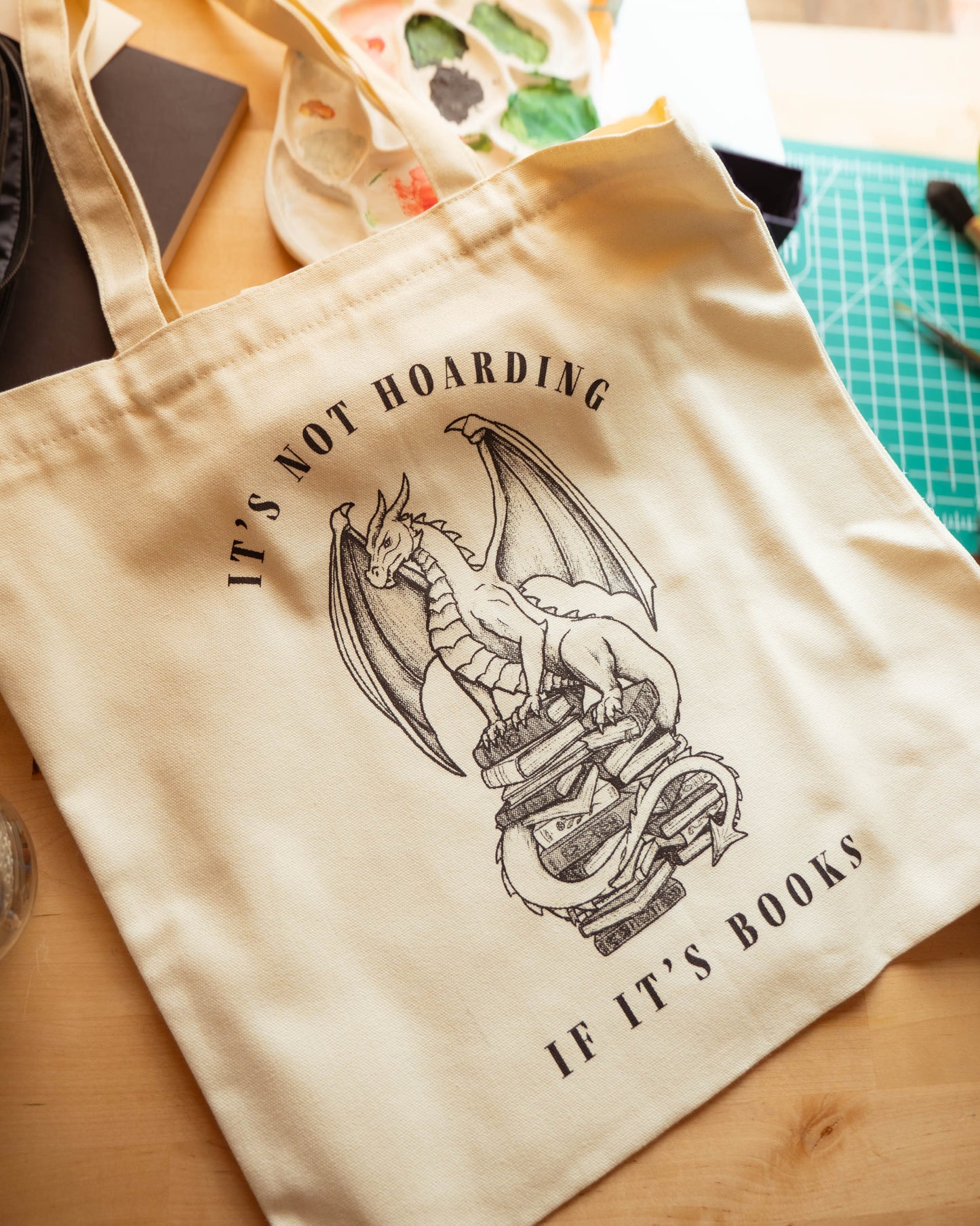 Book Hoarding Dragon Tote Bag