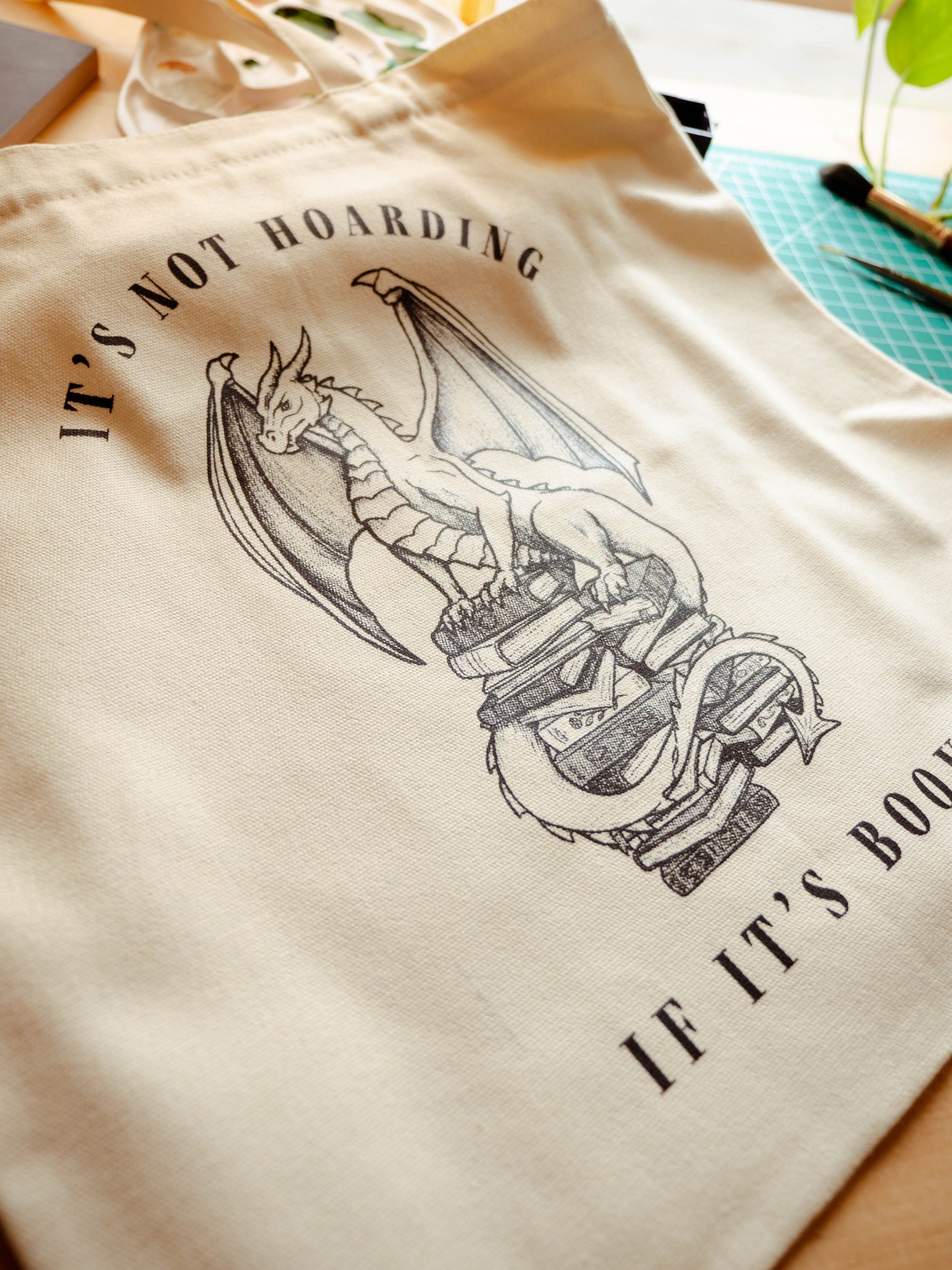 Book Hoarding Dragon Tote Bag