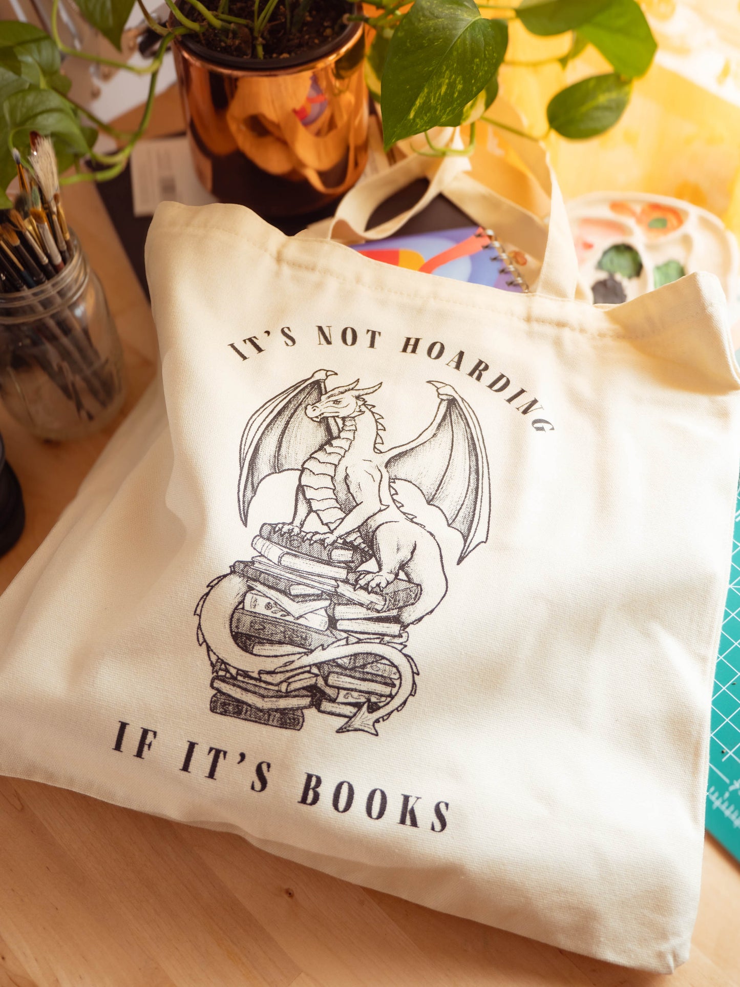 Book Hoarding Dragon Tote Bag