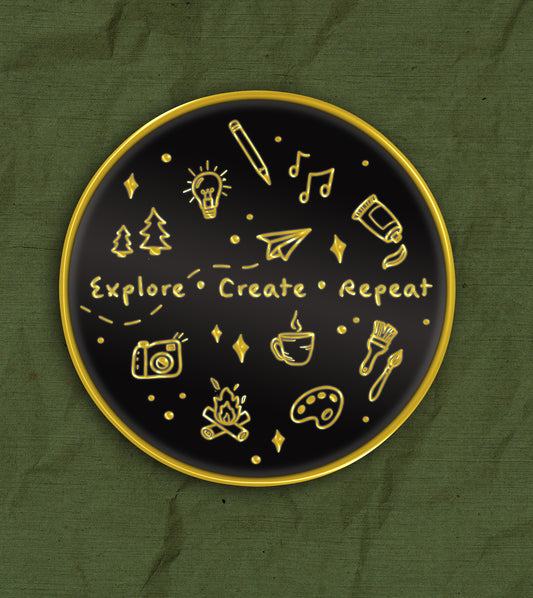 Explore, Create, Repeat Enamel Pin