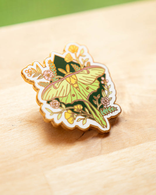 Luna Moth Enamel Pin - Discounted B-Grade