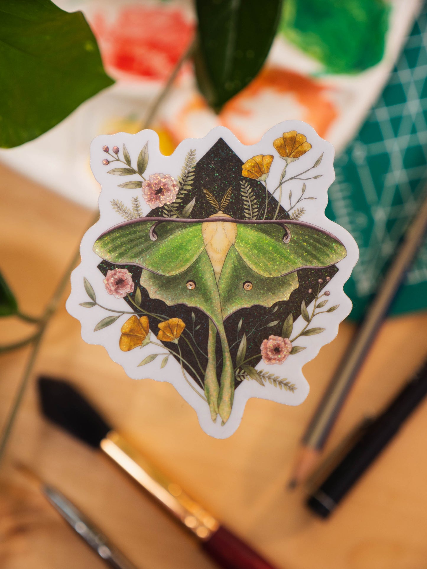 Luna Moth Vinyl Sticker