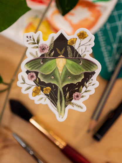 Luna Moth Vinyl Sticker