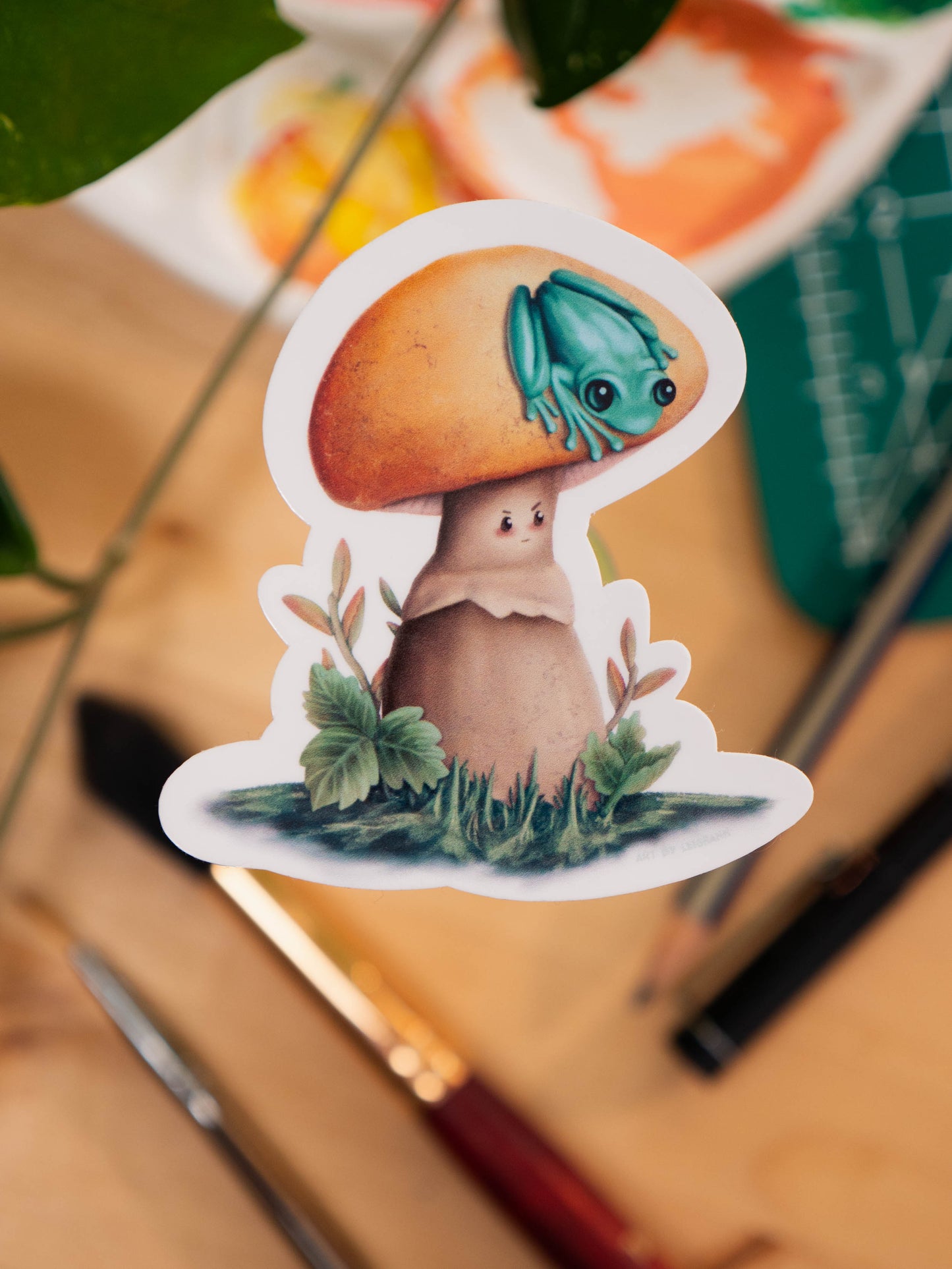 Frog and Mushroom Sticker