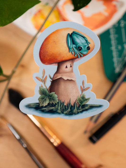 Frog and Mushroom Sticker