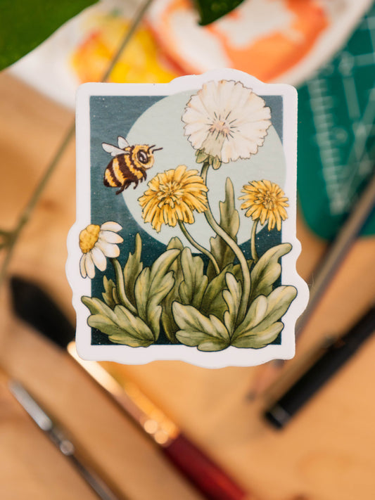 Bumblebee and Dandelions Sticker