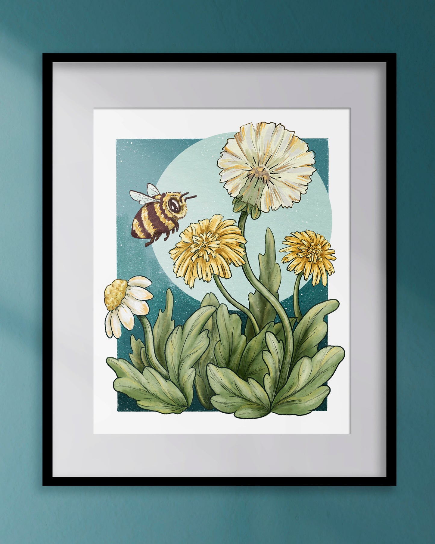 Bumblebee and Dandelions Giclée Art Print