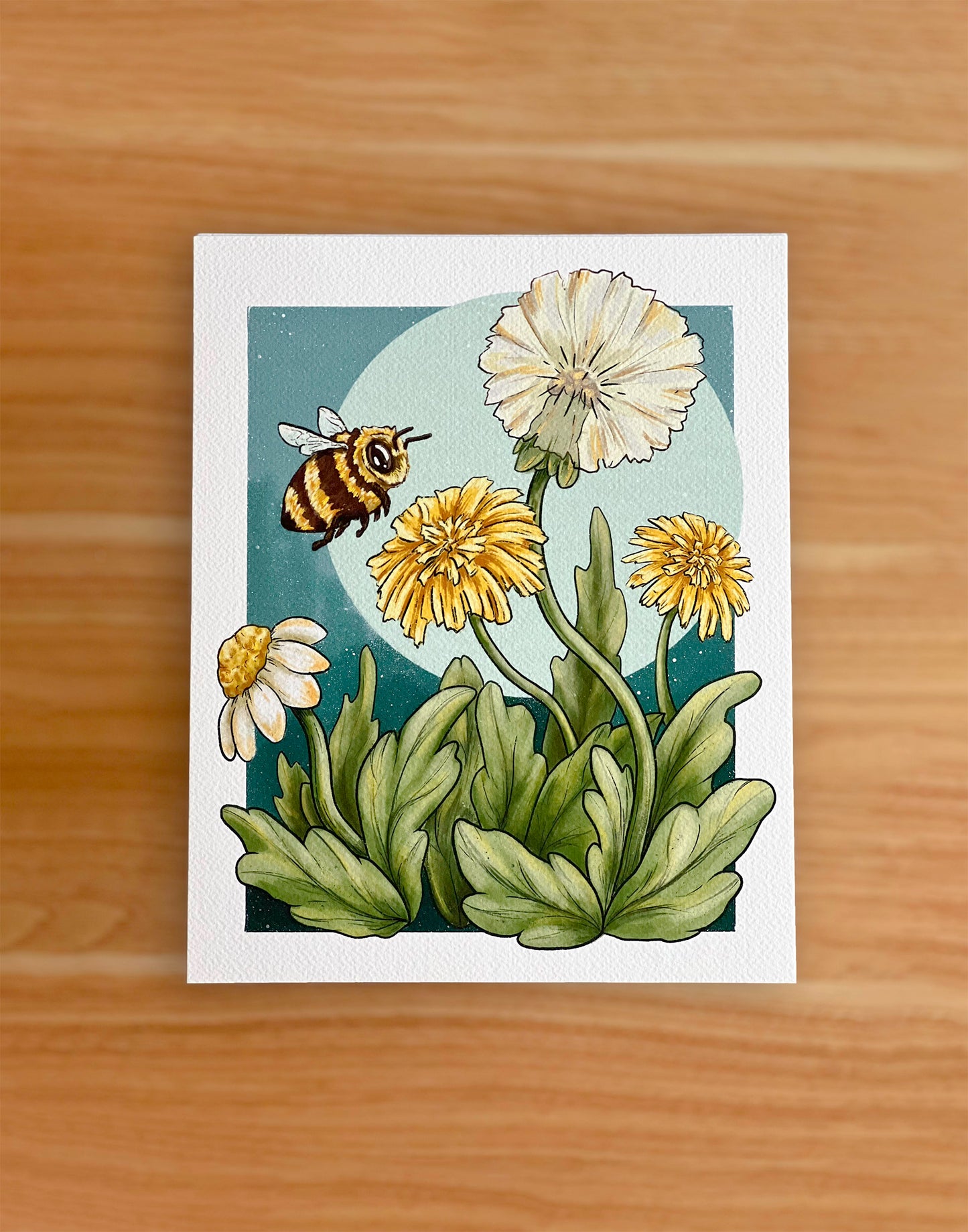 Bumblebee and Dandelions Giclée Art Print