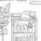 Sleepy Cat Coloring Page - Digital Download