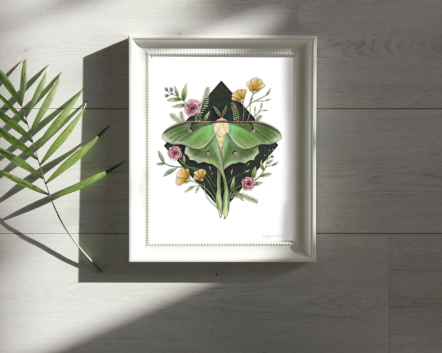 Luna Moth and Flowers Giclée Art Print