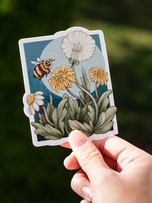Bumblebee and Dandelions Sticker